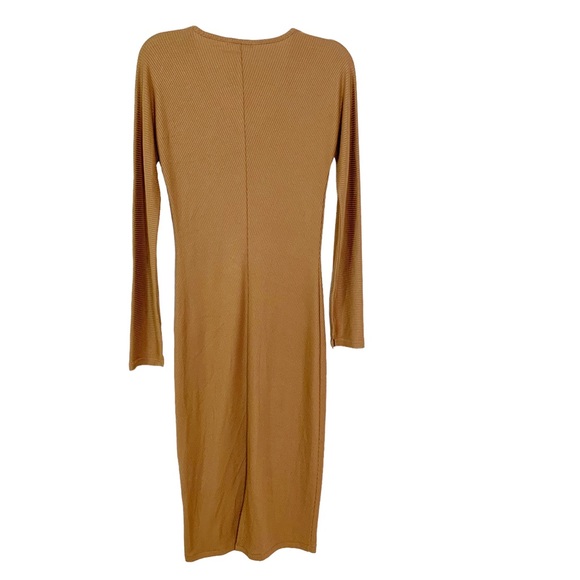 Rag & Bone The Knit Long Sleeve Rib Bias Dress in Camel Size S NWT - Picture 5 of 12